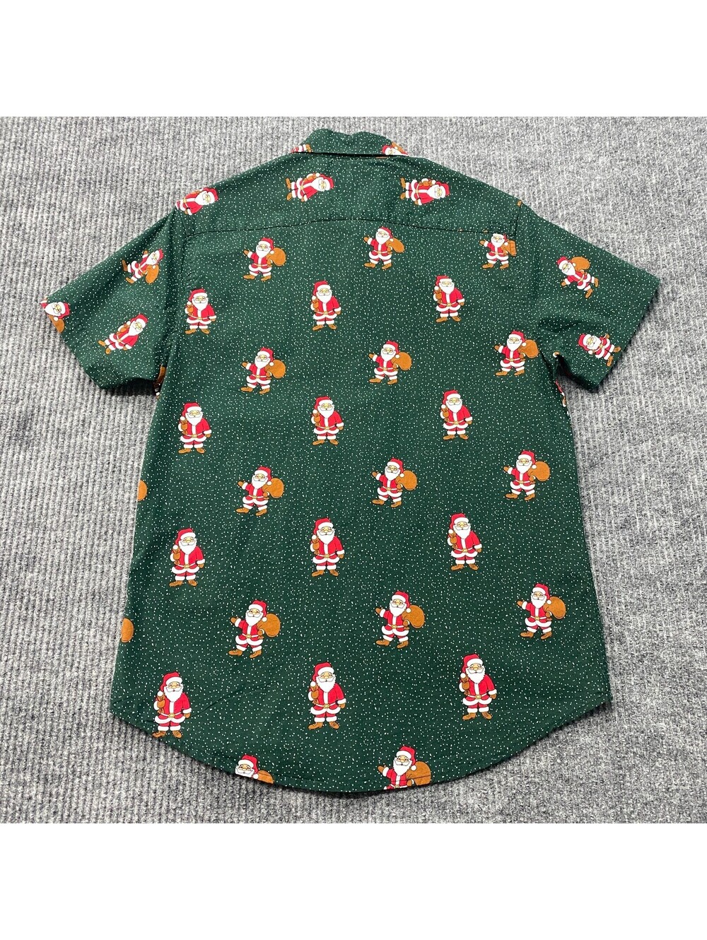 Denim & Flower Shirt Mens S Green Button Up Santa Claus Christmas All Over Print - Picture 3 of 12